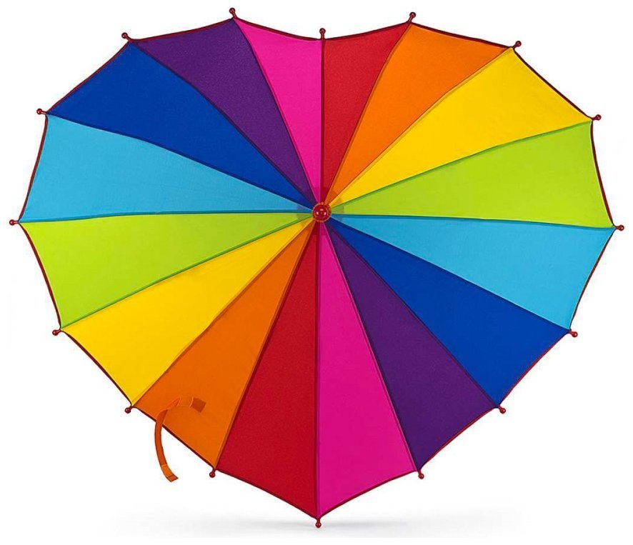 Детский зонт-трость Fulton Heart Junior Rainbow Heart (механика, 16 спиц, защита UPF 50+, мультиколор, Великобритания) 94204 modnotak фото №1