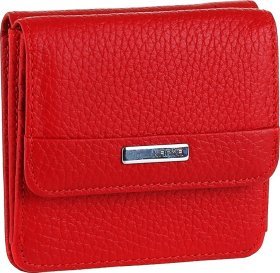 Компактный кожаный женский кошелек красного цвета с монетницей KARYA (2417174)
