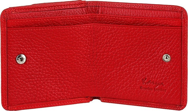Компактний шкіряний жіночий гаманець червоного кольору з монетницею KARYA (2417174)