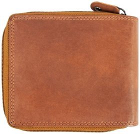 Горизонтальний чоловічий гаманець з гладкої шкіри з кнопкою та монетницею Ridgeback JBNC43MN 94304 рудого кольору