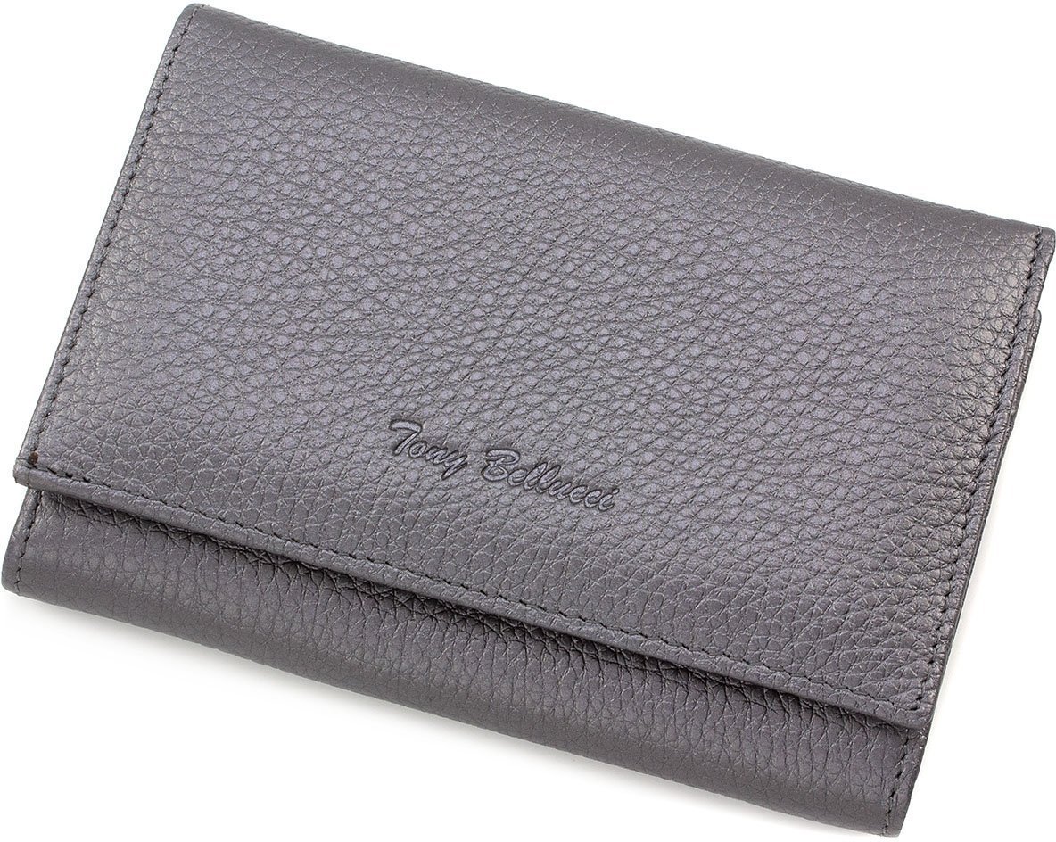 Темно-сірий класичний гаманець з фактурної шкіри Tony Bellucci (10751)