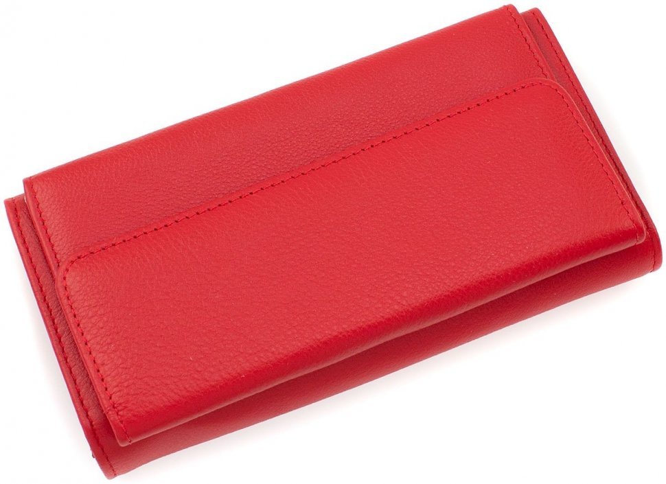 Женский кошелек красного цвета из натуральной кожи под много купюр ST Leather (19101)