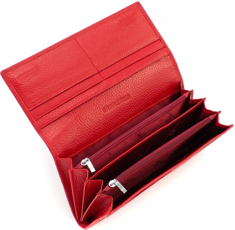 Женский кошелек красного цвета из натуральной кожи под много купюр ST Leather (19101)