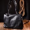 Горизонтальна сумка жіноча з натуральної шкіри чорного кольору з ручками KARYA (2420890) - 8