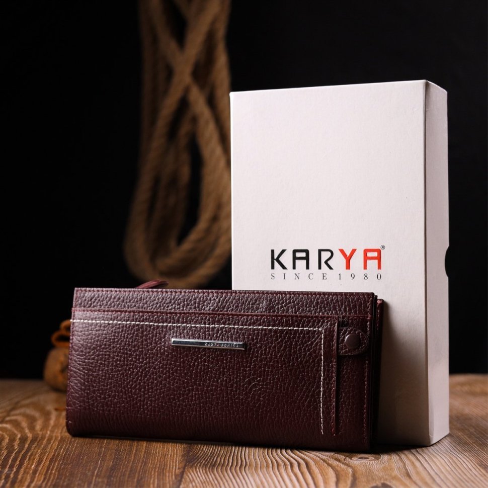 Жіночий горизонтальний гаманець із натуральної шкіри в кольорі марсалу KARYA (2421090)