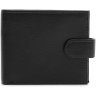 Чоловічий шкіряний портмоне в чорному кольорі з хлястиком на кнопці Ricco Grande 65004 - 1