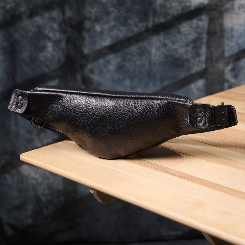 Классическая мужская сумка через плечо из натуральной кожи флотар черного цвета Shvigel 95104 modnotak фото №9