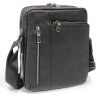 Небольшая мужская плечевая сумка из зернистой кожи черного цвета на две молнии Tiding Bag (21228) - 1
