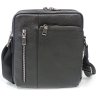 Невелика чоловіча плечова сумка із зернистої шкіри чорного кольору на дві блискавки Tiding Bag (21228) - 2