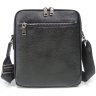Невелика чоловіча плечова сумка із зернистої шкіри чорного кольору на дві блискавки Tiding Bag (21228) - 3
