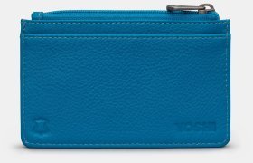 Компактный женский кардхолдер из фактурной кожи Yoshi Y1219 Morton голубого цвета 95504