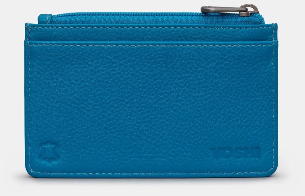 Компактный женский кардхолдер из фактурной кожи Yoshi Y1219 Morton голубого цвета 95504 modnotak фото №2