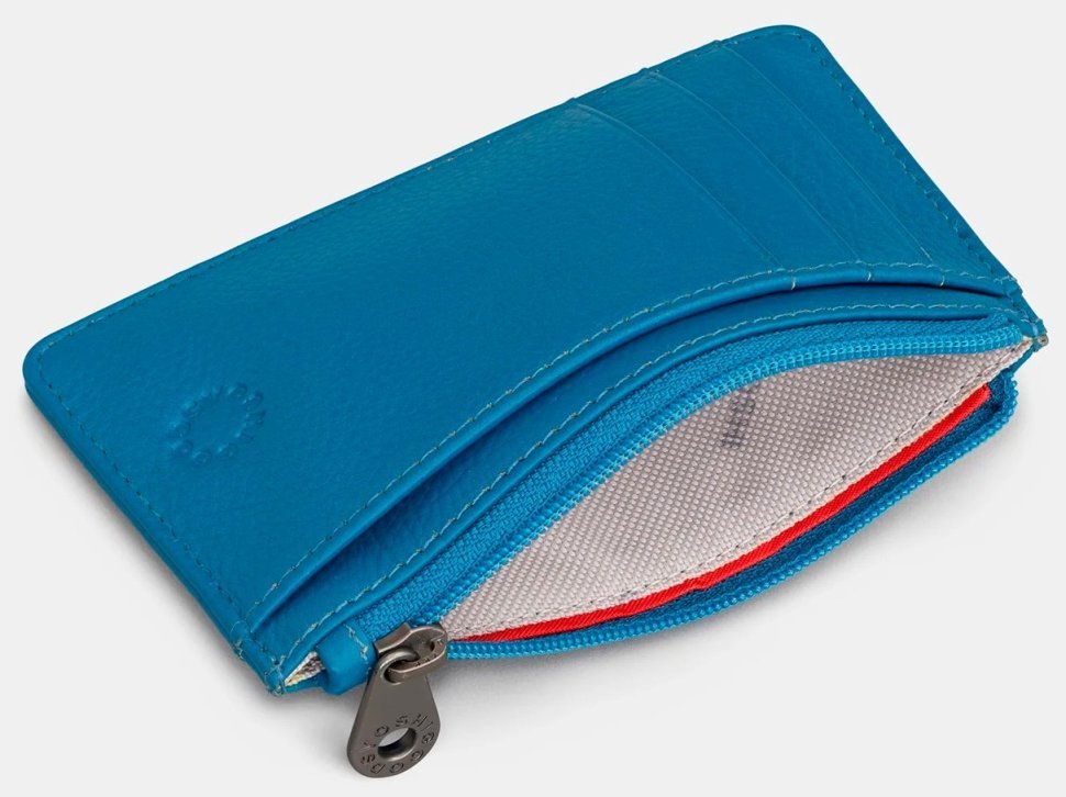 Компактный женский кардхолдер из фактурной кожи Yoshi Y1219 Morton голубого цвета 95504 modnotak фото №3