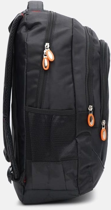 Черный мужской рюкзак из текстиля с оранжевыми вставками Monsen (19392)
