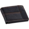 Черное мужское портмоне из натуральной кожи с коричневой декоративной строчкой Vintage (2414227) - 1