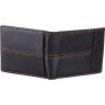 Чорне чоловіче портмоне з натуральної шкіри з коричневим декоративним рядком Vintage (2414227) - 5