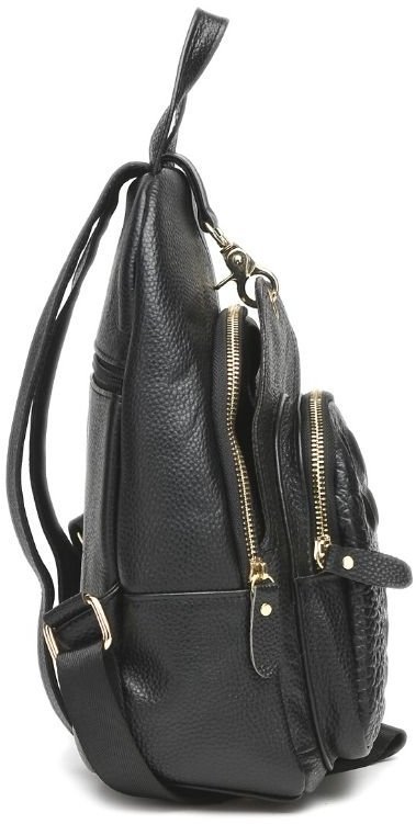 Женский кожаный рюкзак среднего размера в черном цвете Keizer (19335)