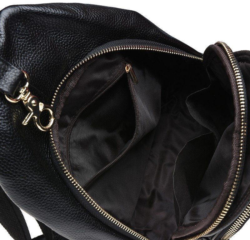 Женский кожаный рюкзак среднего размера в черном цвете Keizer (19335)