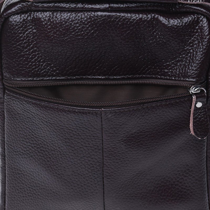 Чоловіча невелика сумка-барсетка із коричневої шкіри флотар Keizer (21353)