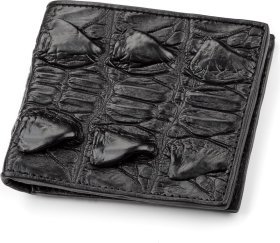 Черное портмоне из фактурной кожи крокодила CROCODILE LEATHER (024-18005)
