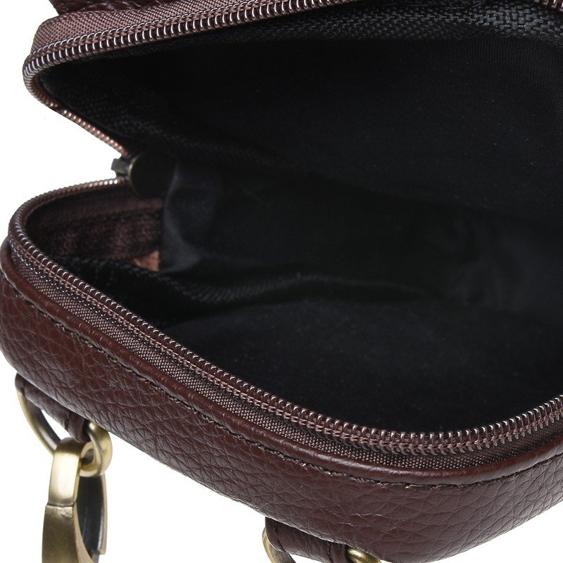 Маленькая мужская кожаная сумка через плечо коричневого цвета Keizer (21398)