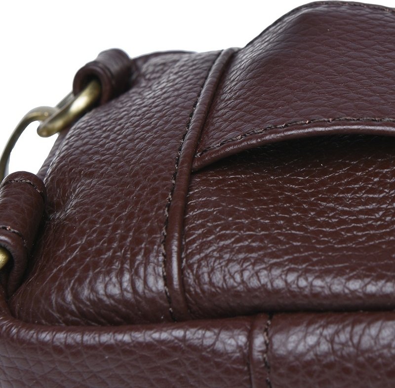 Маленька чоловіча шкіряна сумка через плече коричневого кольору Keizer (21398)