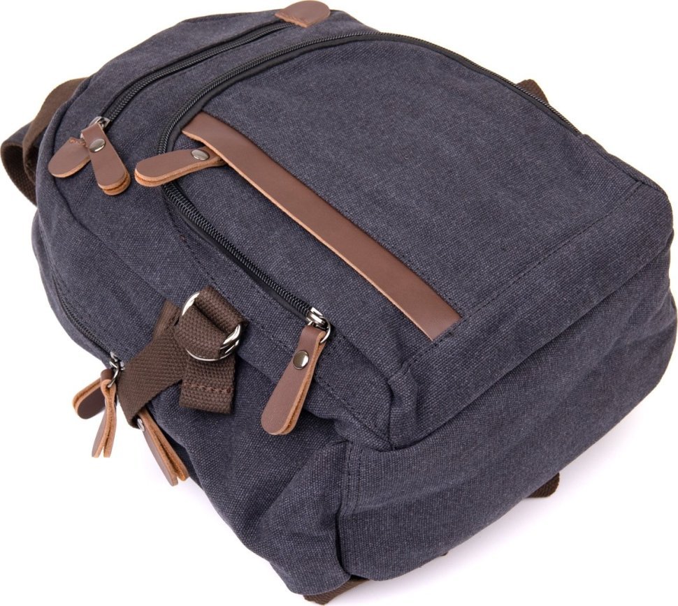 Чорний повсякденний рюкзак з текстилю на блискавки Vintage (20600)