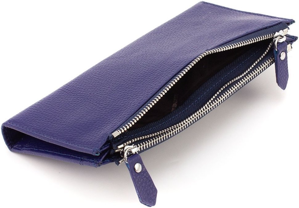 Темно-синий женский кошелек из натуральной кожи с фиксацией на кнопки ST Leather 1767404