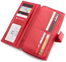 Стильный большой кошелек красного цвета ST Leather (16506)