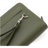 Великий жіночий гаманець-клатч із натуральної шкіри оливкового кольору Karya 67504 - 5