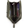 Крупный женский кошелек-клатч из натуральной кожи оливкового цвета Karya 67504 - 2