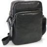 Компактная мужская сумка-планшет из гладкой кожи черного цвета на две молнии Tiding Bag 77604 - 1