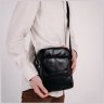 Компактна чоловіча сумка-планшет із гладкої шкіри чорного кольору на дві блискавки Tiding Bag 77604 - 2
