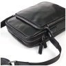 Компактная мужская сумка-планшет из гладкой кожи черного цвета на две молнии Tiding Bag 77604 - 4