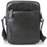 Компактна чоловіча сумка-планшет із гладкої шкіри чорного кольору на дві блискавки Tiding Bag 77604 - 5