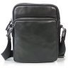 Компактная мужская сумка-планшет из гладкой кожи черного цвета на две молнии Tiding Bag 77604 - 6