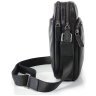 Компактная мужская сумка-планшет из гладкой кожи черного цвета на две молнии Tiding Bag 77604 - 7
