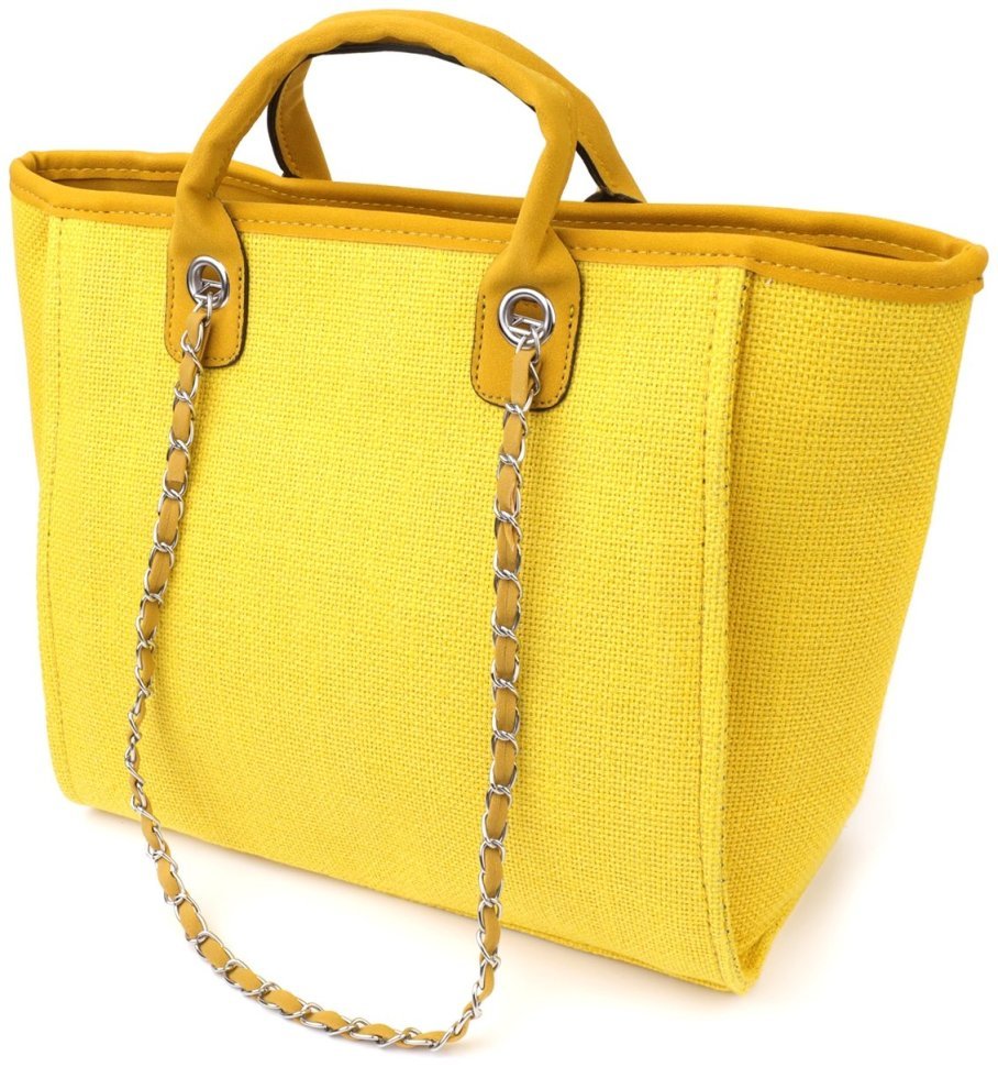 Яркая женская сумка из прочного текстиля через плечо Vintage желтого цвета 97604 modnotak фото №2
