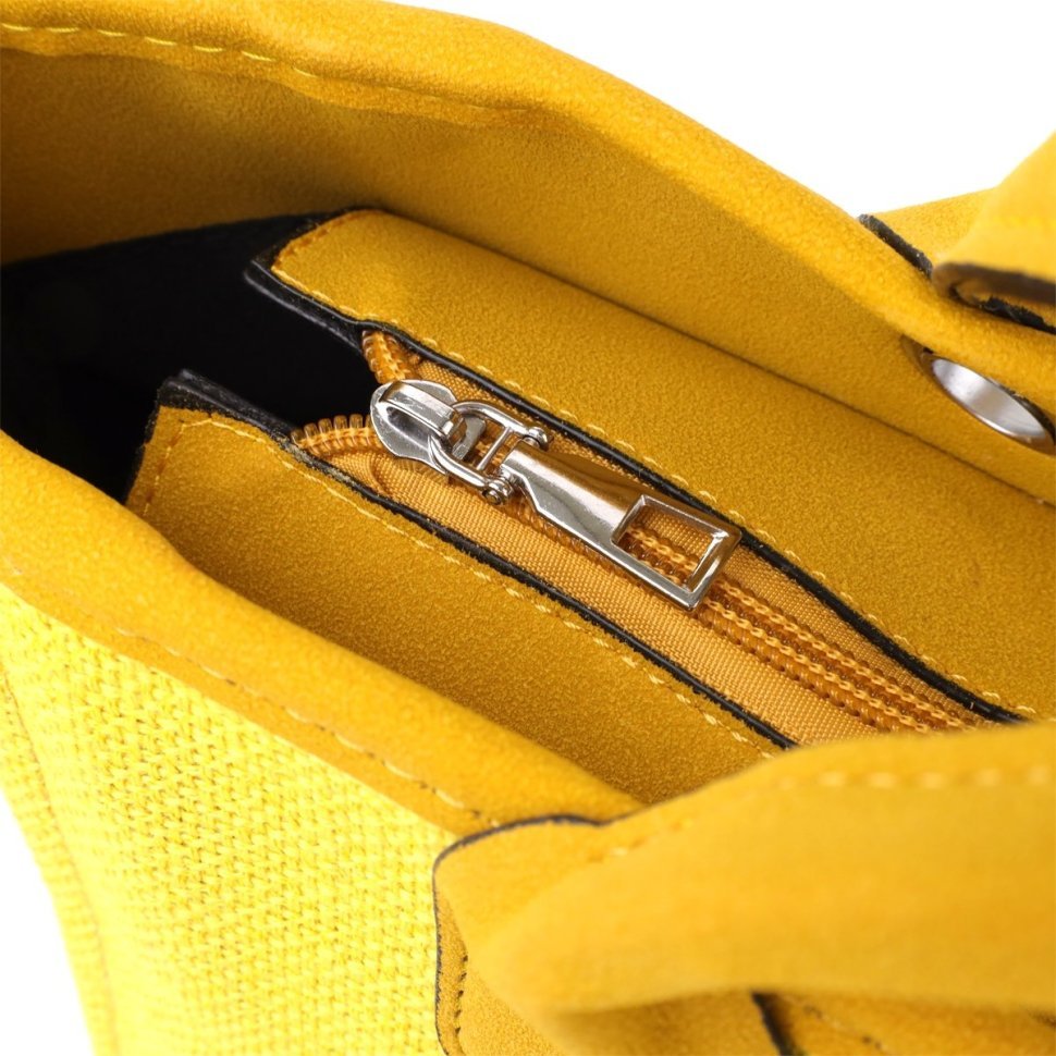 Яркая женская сумка из прочного текстиля через плечо Vintage желтого цвета 97604 modnotak фото №3