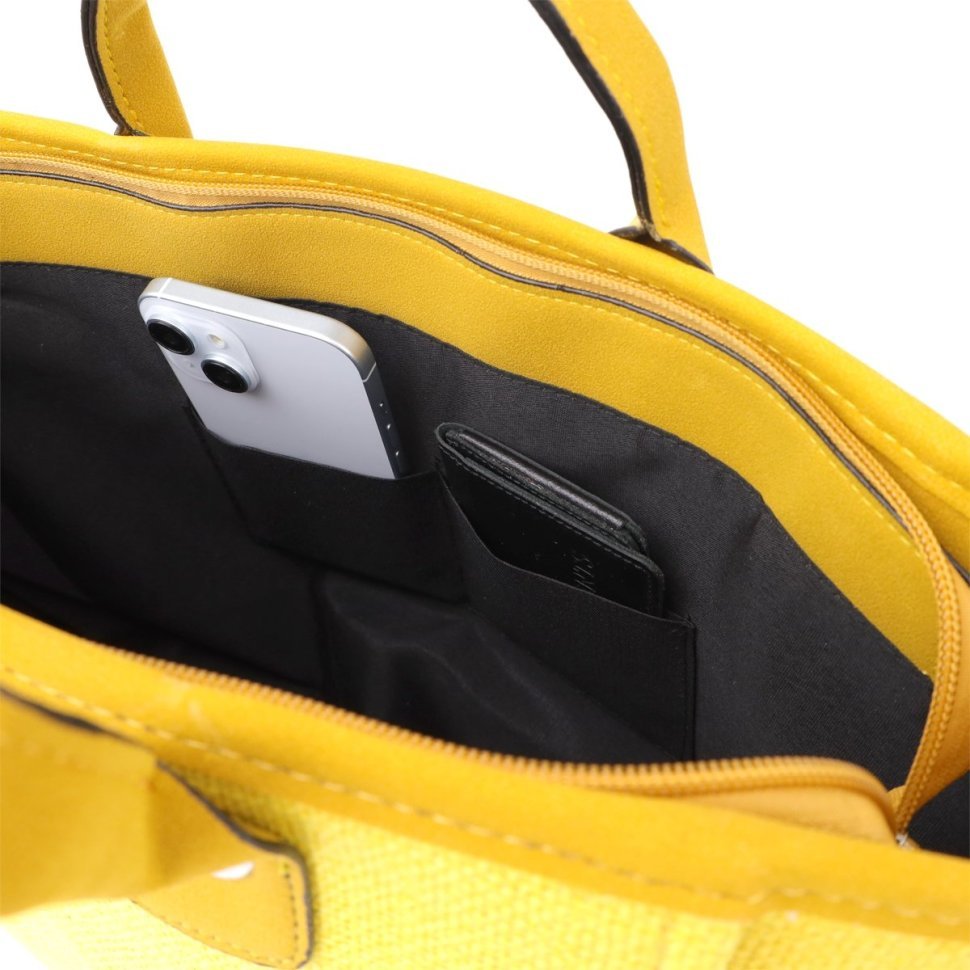 Яркая женская сумка из прочного текстиля через плечо Vintage желтого цвета 97604 modnotak фото №5