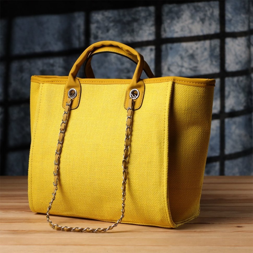 Яркая женская сумка из прочного текстиля через плечо Vintage желтого цвета 97604 modnotak фото №6