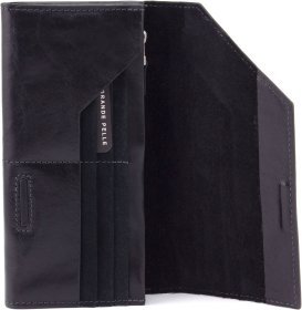 Черный женский кошелек большого размера из натуральной кожи Grande Pelle 67804