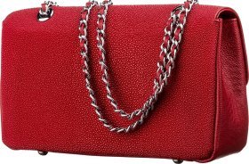 Сумка на цепочке из натуральной кожи морского ската красного цвета STINGRAY LEATHER (024-18223)