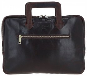 Деловая кожаная сумка для ноутбука до 13&quot; с ручками для носки Ashwood PL45 Brown 97804 темно-коричневого цвета