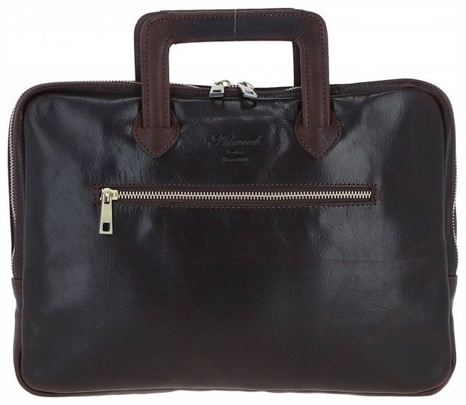 Деловая кожаная сумка для ноутбука до 13" с ручками для носки Ashwood PL45 Brown 97804 темно-коричневого цвета фото №1 Деловая кожаная сумка для ноутбука до 13" с ручками для носки Ashwood PL45 Brown 97804 темно-коричневого цвета modnotak фото №1