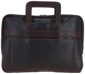 Деловая кожаная сумка для ноутбука до 13&quot; с ручками для носки Ashwood PL45 Brown 97804 темно-коричневого цвета