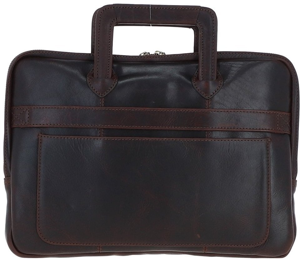 Деловая кожаная сумка для ноутбука до 13" с ручками для носки Ashwood PL45 Brown 97804 темно-коричневого цвета фото №2 Деловая кожаная сумка для ноутбука до 13" с ручками для носки Ashwood PL45 Brown 97804 темно-коричневого цвета modnotak фото №2