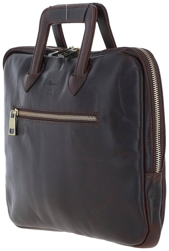 Деловая кожаная сумка для ноутбука до 13" с ручками для носки Ashwood PL45 Brown 97804 темно-коричневого цвета фото №3 Деловая кожаная сумка для ноутбука до 13" с ручками для носки Ashwood PL45 Brown 97804 темно-коричневого цвета modnotak фото №3