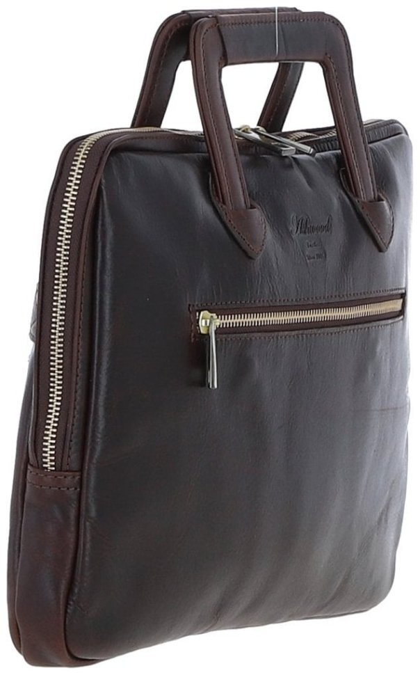 Деловая кожаная сумка для ноутбука до 13" с ручками для носки Ashwood PL45 Brown 97804 темно-коричневого цвета фото №4 Деловая кожаная сумка для ноутбука до 13" с ручками для носки Ashwood PL45 Brown 97804 темно-коричневого цвета modnotak фото №4