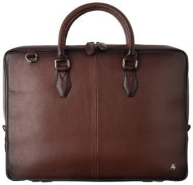 Деловая кожаная мужская сумка с плечевым ремнем для ноутбука до 13" Visconti AT50 Carl коричневого цвета 108004